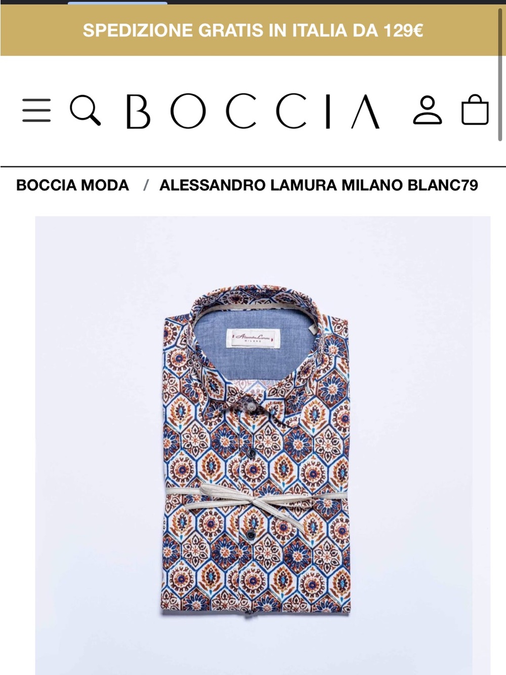 Boys sz 10 Patterned Long Sleeve dress shirt Alessandro Lamura Milano Italian